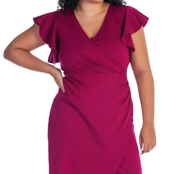 24Seven Women’s V-neck Knee Length Dress Pink Size 1X - Picture 3 of 3